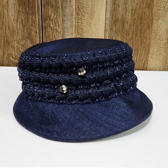 Vtg Original Caroline Blue Fancy Church Hat Structured Rare - Picture 8 of 16